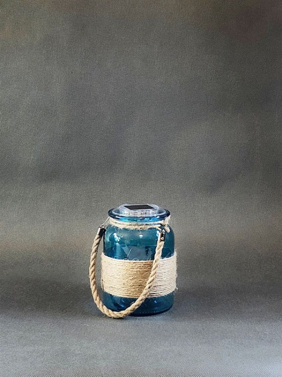 Lampa Solarna Wisząca LED - słoik niebieski - L23010