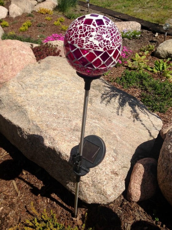 Lampa Solarna LED - mozaika - L21105 - różowy