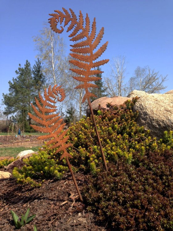 Ozdoba Rdzą Malowana - Liść Paproci 4