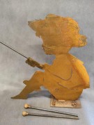 Ozdoba Ogrodowa Rdzą Malowana - Wędkarz z rybką