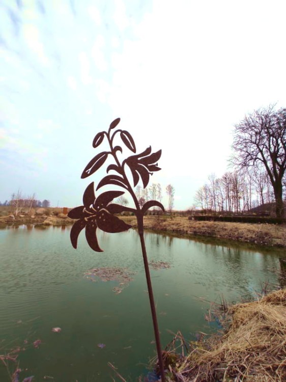 Ozdoba Ogrodowa Rdzą Malowana - Lilia