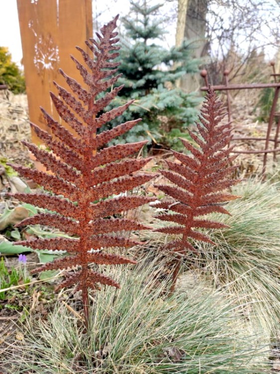 Ozdoba Ogrodowa Rdzą Malowana - Liść Paproci
