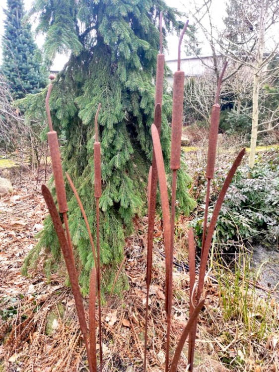 Ozdoba Ogrodowa Rdzą Malowana - Pałka wodna