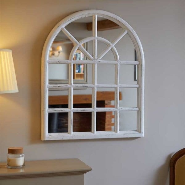 Ogrodowe Lustro w ramie z łukiem - duże srebrne - 5085090