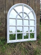Ogrodowe Lustro w ramie z łukiem - duże białe ze srebrem - 5085090