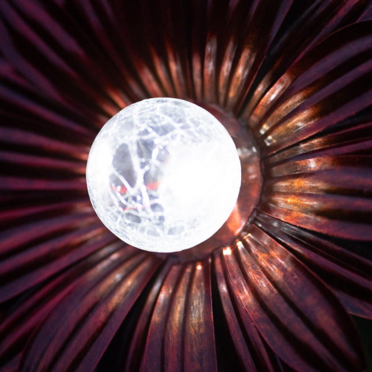 Kwiat Solarny - Czerwona Stokrotka, Ozdoba Ogrodowa, Lampa Solarna