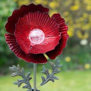 Kwiat Solarny - Czerwony Mak, Ozdoba Ogrodowa, Lampa Solarna