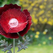Kwiat Solarny - Czerwony Mak, Ozdoba Ogrodowa, Lampa Solarna