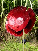 Kwiat Solarny - Czerwony Mak, Ozdoba Ogrodowa, Lampa Solarna