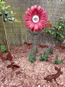 Kwiat Solarny - Czerwona Stokrotka, Ozdoba Ogrodowa, Lampa Solarna