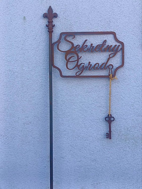 Ozdoba Ogrodowa Rdzą Malowana - Tabliczka - Sekretny Ogród