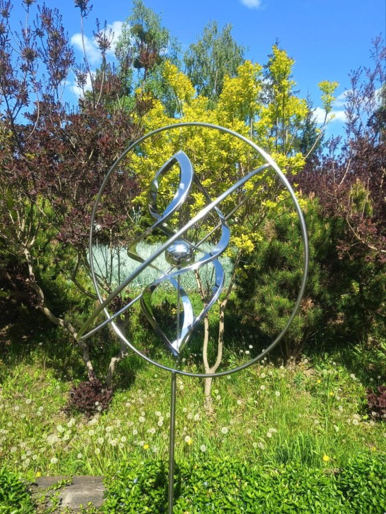 Rzeźba Wiatrowa - Gyroscope - WMGYRO01 - Nierdzewna Rzeźba Kinetyczna