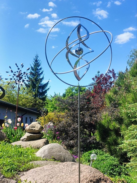 Rzeźba Wiatrowa - Gyroscope - WMGYRO01 - Nierdzewna Rzeźba Kinetyczna