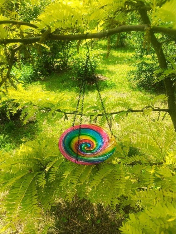 Poidło dla Ptaków Wiszące - Tęczowe - 7501017 - szklane