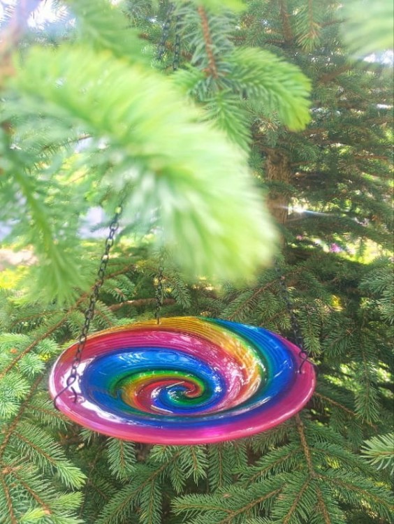 Poidło dla Ptaków Wiszące - Tęczowe - 7501017 - szklane