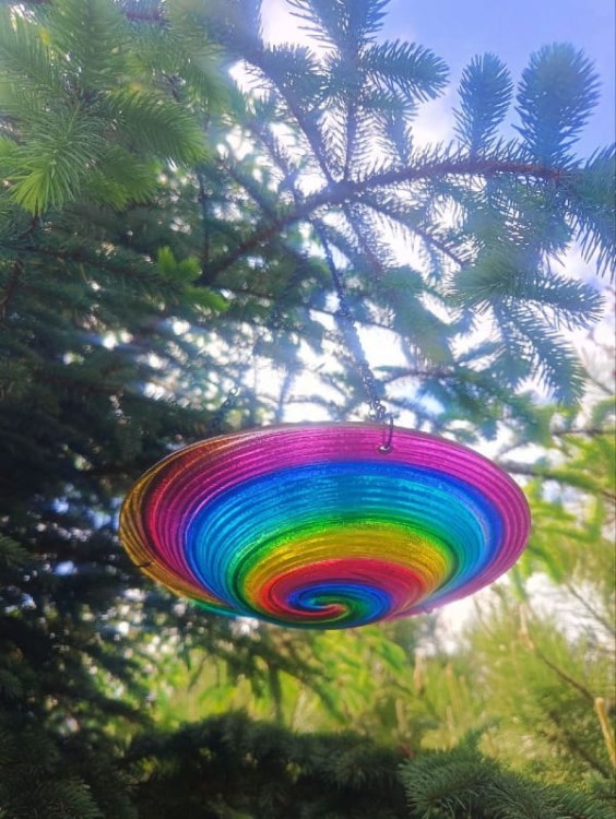 Poidło dla Ptaków Wiszące - Tęczowe - 7501017 - szklane