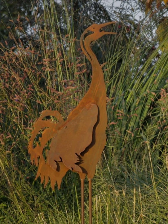 Ozdoba Ogrodowa Rdzą Malowana - Żuraw