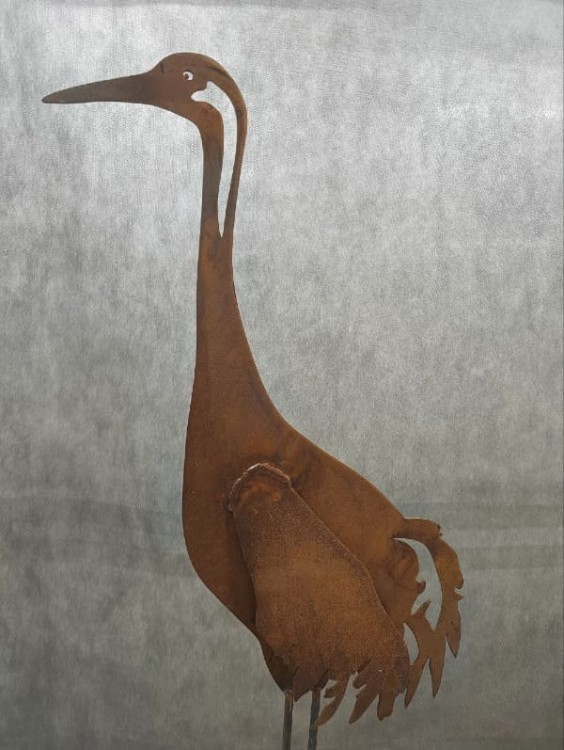 Ozdoba Ogrodowa Rdzą Malowana - Żuraw