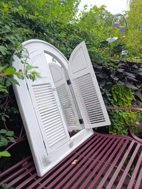 Ogrodowe Lustro z Okiennicami - 5085140 - białe