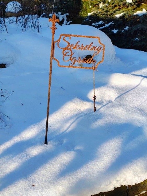 Ozdoba Ogrodowa Rdzą Malowana - Tabliczka - Sekretny Ogród