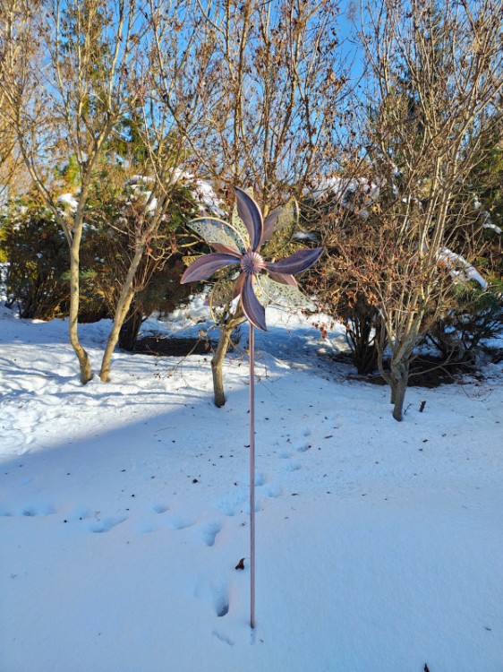 Rzeźba Wiatrowa - Anemon - 5703000 - Rzeźba Kinetyczna, Ozdoba Ogrodowa