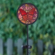 Lampa Solarna na piku witraż mozaika motyl