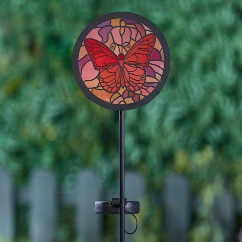 Lampa Solarna na piku witraż mozaika motyl