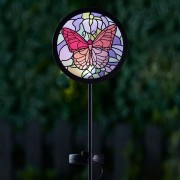 Lampa Solarna na piku witraż mozaika motyl