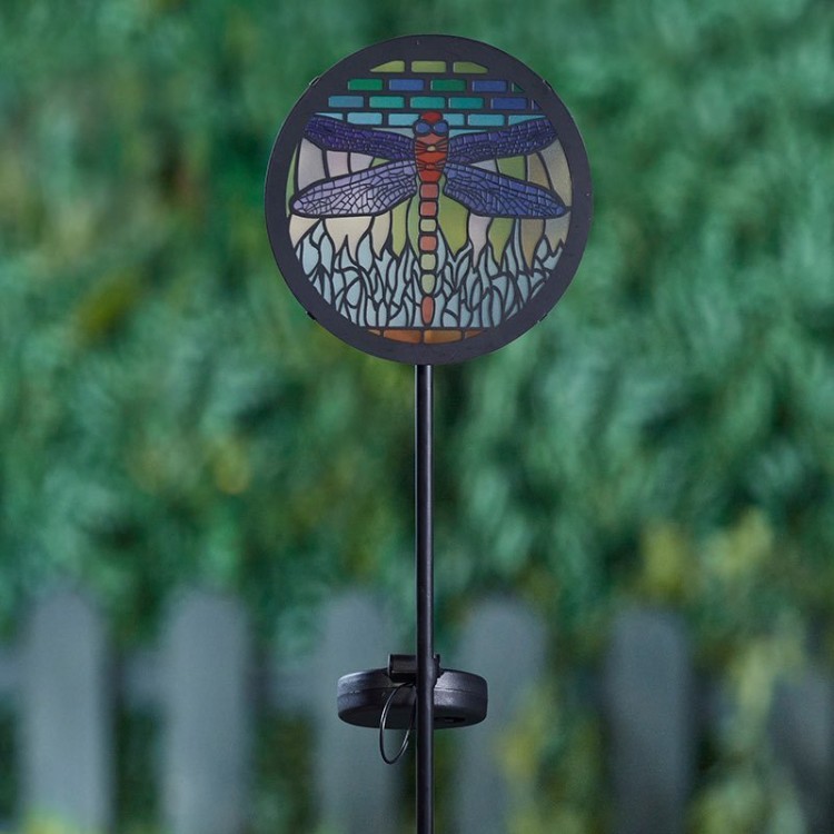 Lampa Solarna na piku mozaika witraż ważka