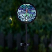 Lampa Solarna na piku mozaika witraż ważka