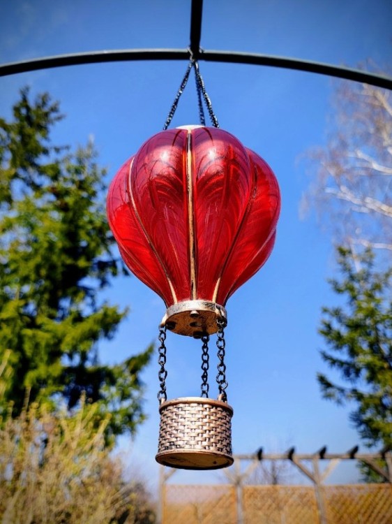 Balon Solarny czerwony - dekoracja ogrodowa
