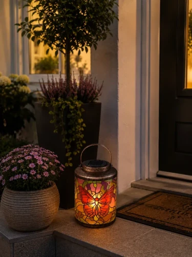lampion solarny motyl Tiffany