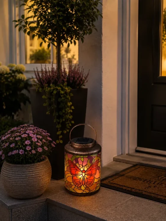 lampion solarny motyl Tiffany
