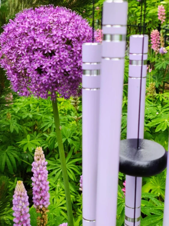 Lawendowe Dzwonki Wiatrowe Melody Nature ze szklaną przywieszką
