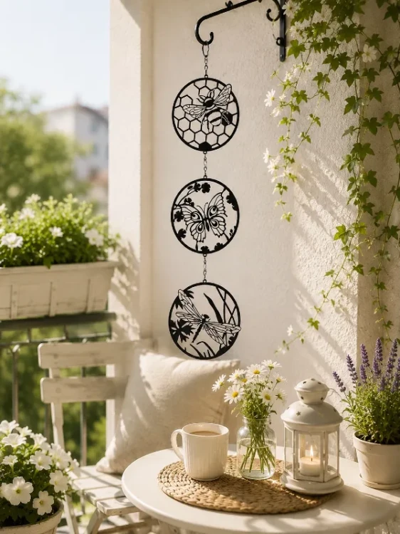 dekoracyjna zawieszka metalowa typu wind spinner zapylacze