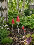 ceramiczne grzybki muchomorki, ozdoba do ogrodu i na taras