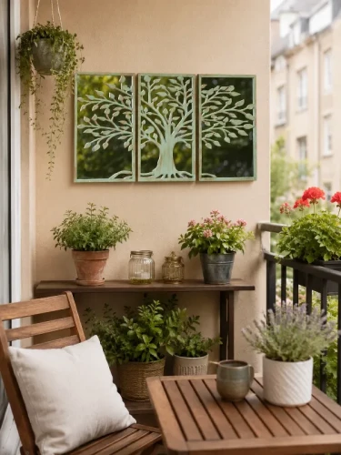 Aranżacja panelu dekoracyjnego Drzewo Życia na balkonie - inspiracja od Aurora Garden