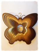 Wind Spinner - Motyl z Kryształem - złoty